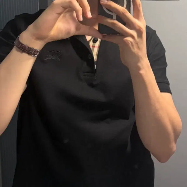 [BUNJANG] Burberry Monogram PK Collar T-Shirt Black XL / 버버리 모노그램 PK카라티 블랙 (xl)