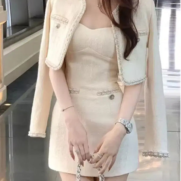 [BUNJANG] Tweed Set Up Jacket + Dress Set M Size / 트위드 셋업/자켓+원피스 구성 Msize