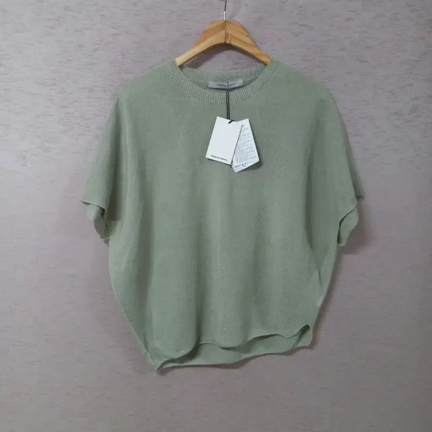 [BUNJANG] Vov Khaki Ramie Blend Knit T-Shirt - Women's / B7-28/보브 카키 마혼방 니트티 새제품 여성