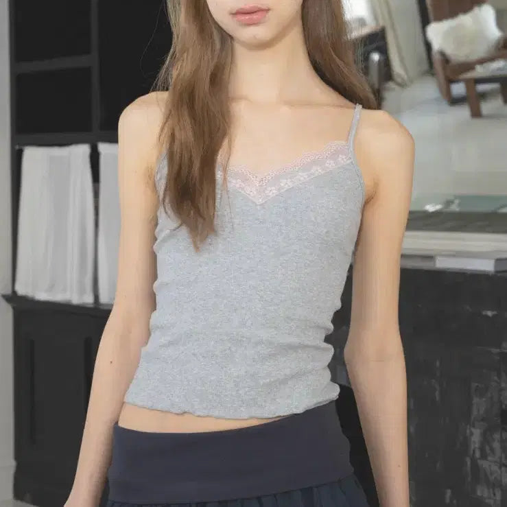 [BUNJANG] Headment Lace Point Cami (Melange) / 헤더먼트 레이스 캐미솔 lace point cami (melange)