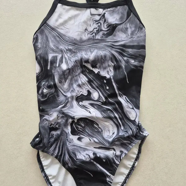 [BUNJANG] Senti Gorgeous Marble Low-Cut One-Piece Swimsuit / 센티 고져스마블 로우컷 원피스 수영복