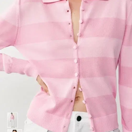 [BUNJANG] Zara Striped Collar Cardigan (New) / (새상품)자라 스트라이프 카라 가디건