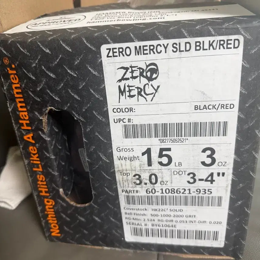 [BUNJANG] Hammer Zero Mercy Black Red Bowling Ball (15lb) / 햄머 제로머시 블랙 레드