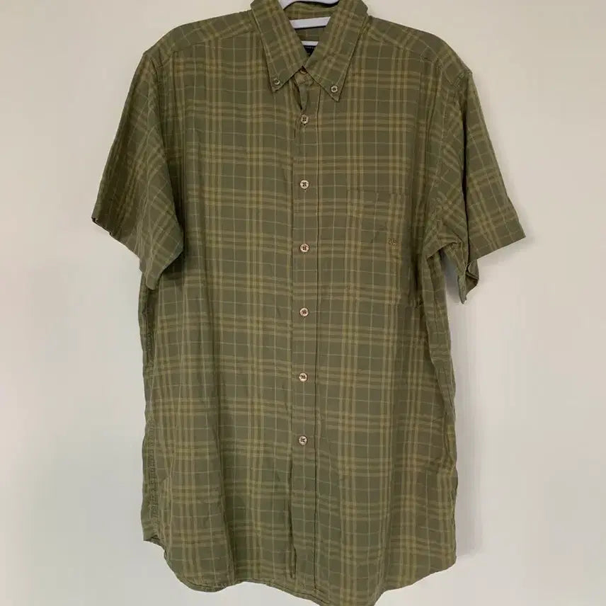 [BUNJANG] Burberry Check Short Sleeve Shirt Khaki M / 버버리 체크 반팔 셔츠 카키 M