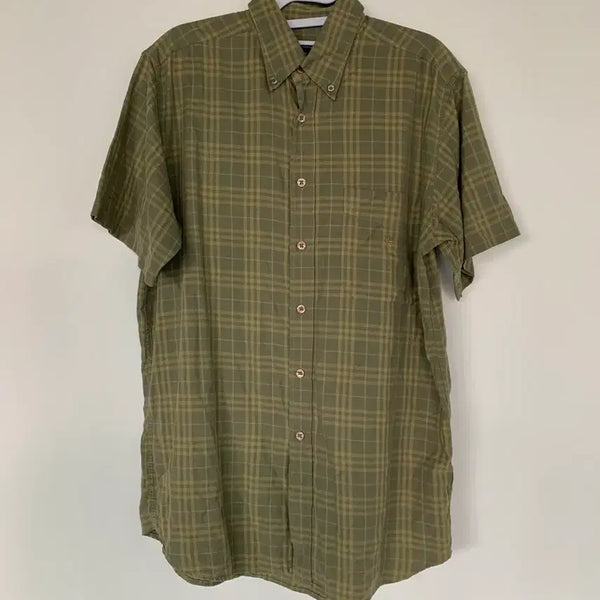 [BUNJANG] Burberry Check Short Sleeve Shirt Khaki M / 버버리 체크 반팔 셔츠 카키 M