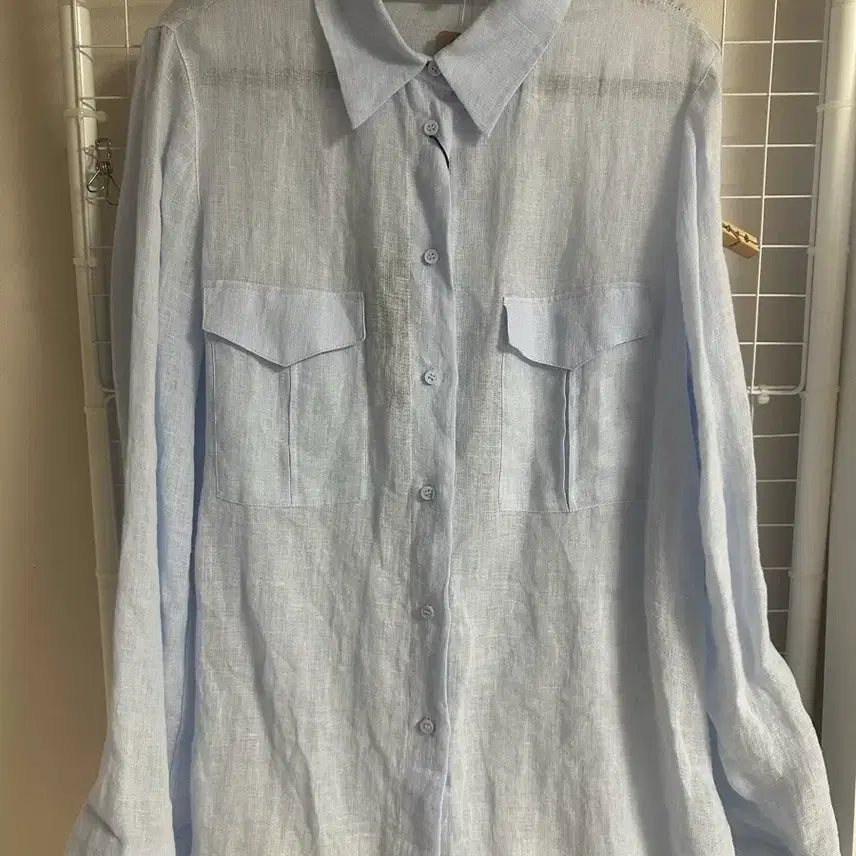 [BUNJANG] Massimo Dutti Sky Blue Linen Shirt XS / 사이즈XS) Massimo dutti 마시모뚜띠 하늘색 린넨 셔츠