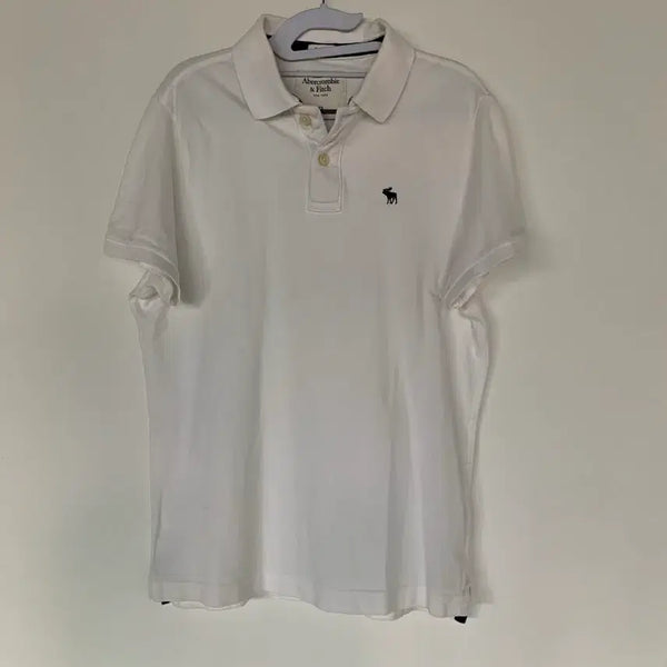 [BUNJANG] Abercrombie & Fitch Short Sleeve Polo Shirt White XL / 아베크롬비 반팔 카라티 화이트 XL
