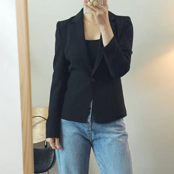 [BUNJANG] LIST Women's Long Sleeve One-Button Jacket Black / (55)LIST 리스트 여성 긴팔 원버튼 자켓 블랙