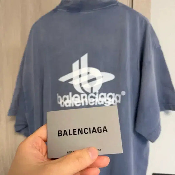 [BUNJANG] Balenciaga Logo Short Sleeve T-Shirt Blue / 발렌시아가 로고 반팔 티셔츠 블루