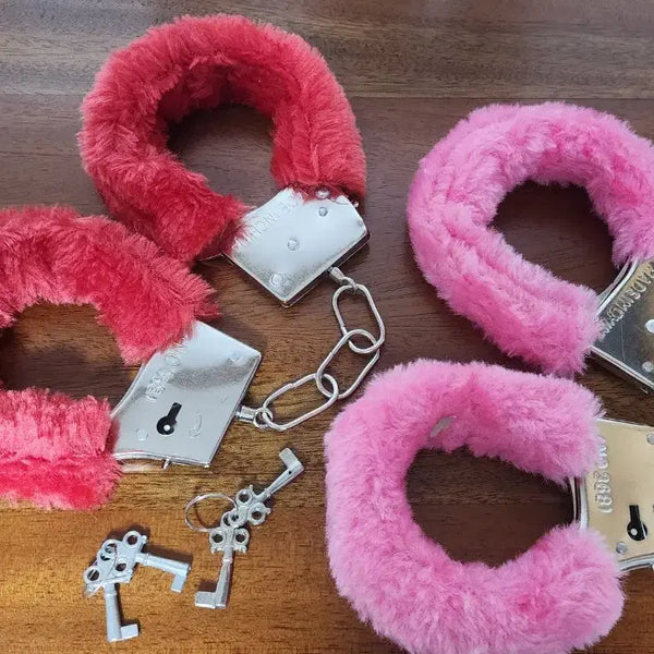 [BUNJANG] Couple's Handcuffs Set - Red and Pink / 이벤트 코스프레 파티 수갑 두개 세트 커플