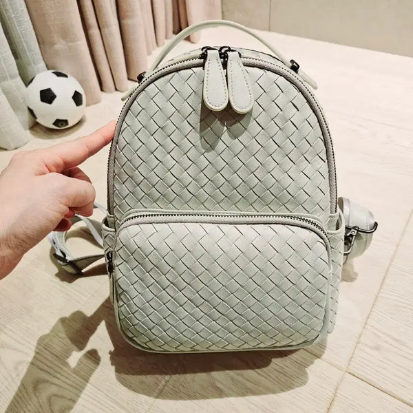 [BUNJANG] Intrecciato Lambskin Mini Backpack / 양가죽 인트레치아토 화이트 미니 백팩(미사용)