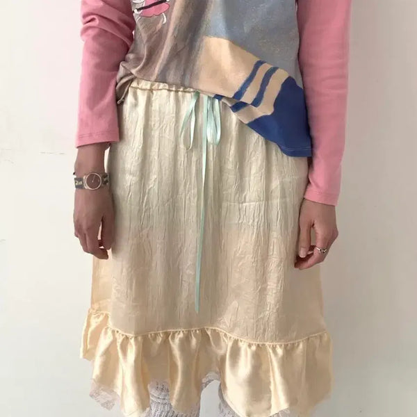 [BUNJANG] Shop Fairy Satin Midi Skirt / 샵페어리 새틴 미디 스커트