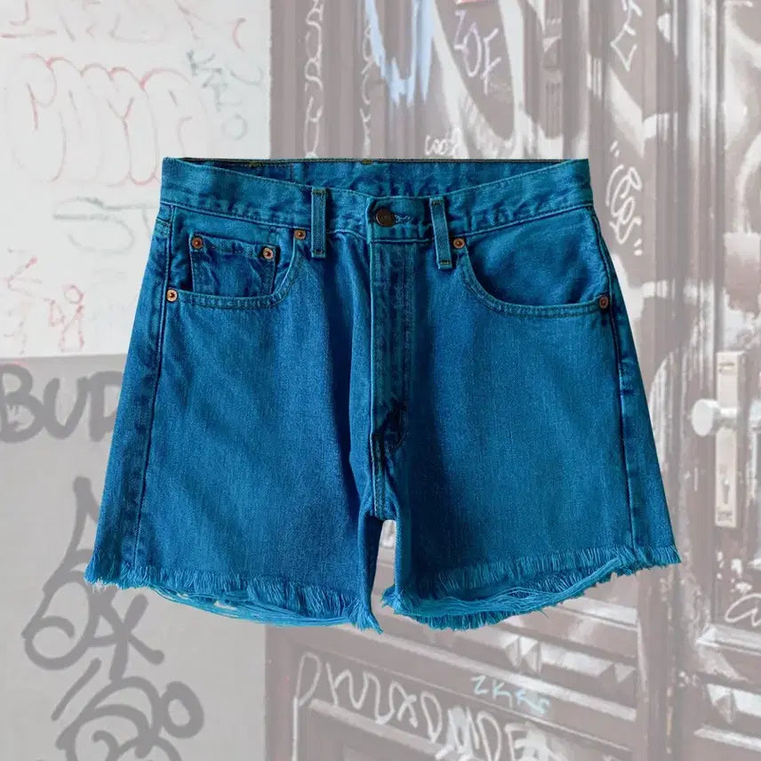 [BUNJANG] 90s Vintage Levi's 505 Denim Dye Cut-off Shorts / 90s 빈티지 리바이스 505 데님 다잉 컷오프 쇼츠 반바지