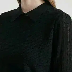 [BUNJANG] 2021 TIME Crochet Collar Knit Top Black / 21년 타임 크로셰 칼라 니트 탑 블랙