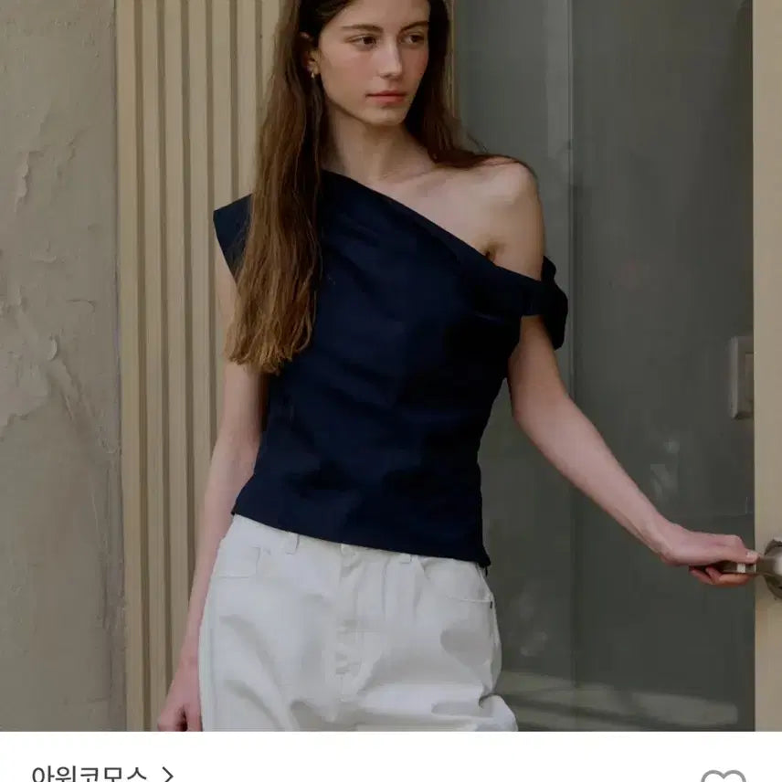 [BUNJANG] Our Cosmos One-Shoulder Blouse Navy / (새상품) 아워코스모 원숄더 블라우스 네이비