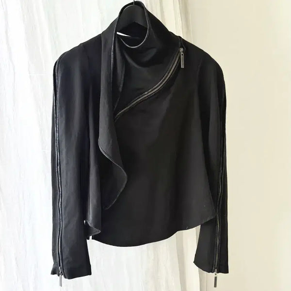 [BUNJANG] Coragroppo Linen Cotton Blend Curved Zipper Scarf Jacket / Coragroppo 커브 스카프 린넨 자켓