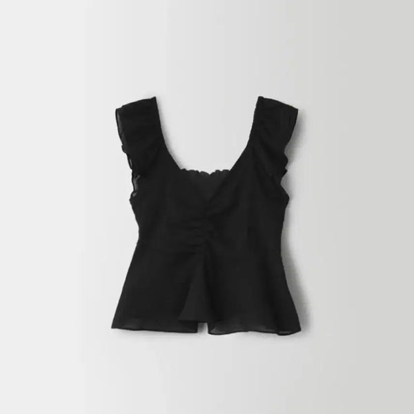 [BUNJANG] Ondemin Pony Frill Blouse Black / 온드민 포니프릴 블라우스 블랙