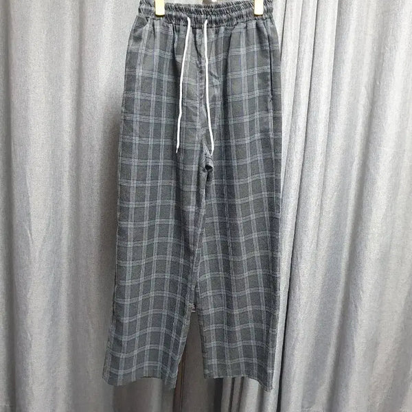 [BUNJANG] Check Woven Wide Pants / 체크 우븐 와이드팬츠