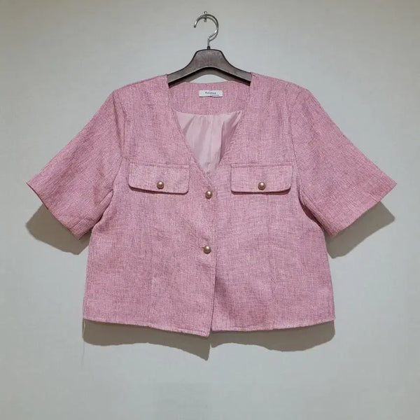 [BUNJANG] Pink Short Sleeve Jacket / 핑크 반팔 자켓