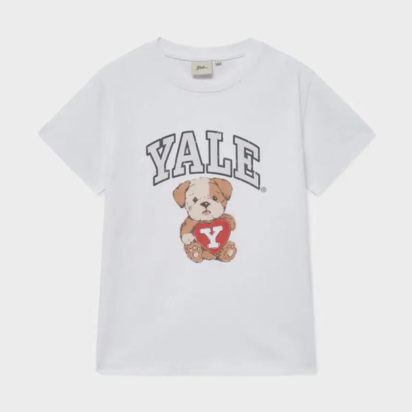[BUNJANG] YALE Bear Short Sleeve T-Shirt White / YALE 베어 반팔 티셔츠 화이트