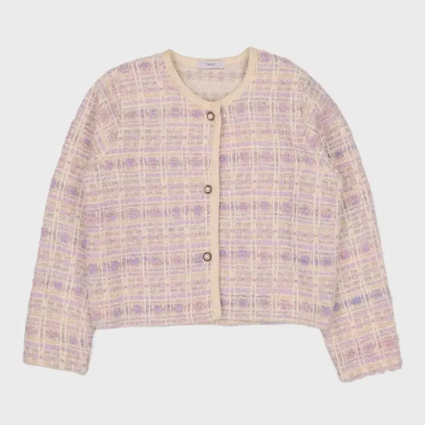 [BUNJANG] Twist Cardigan Pink Purple Free Size / 무배) 여성 트위 가디건 핑크 퍼플 프리사이즈