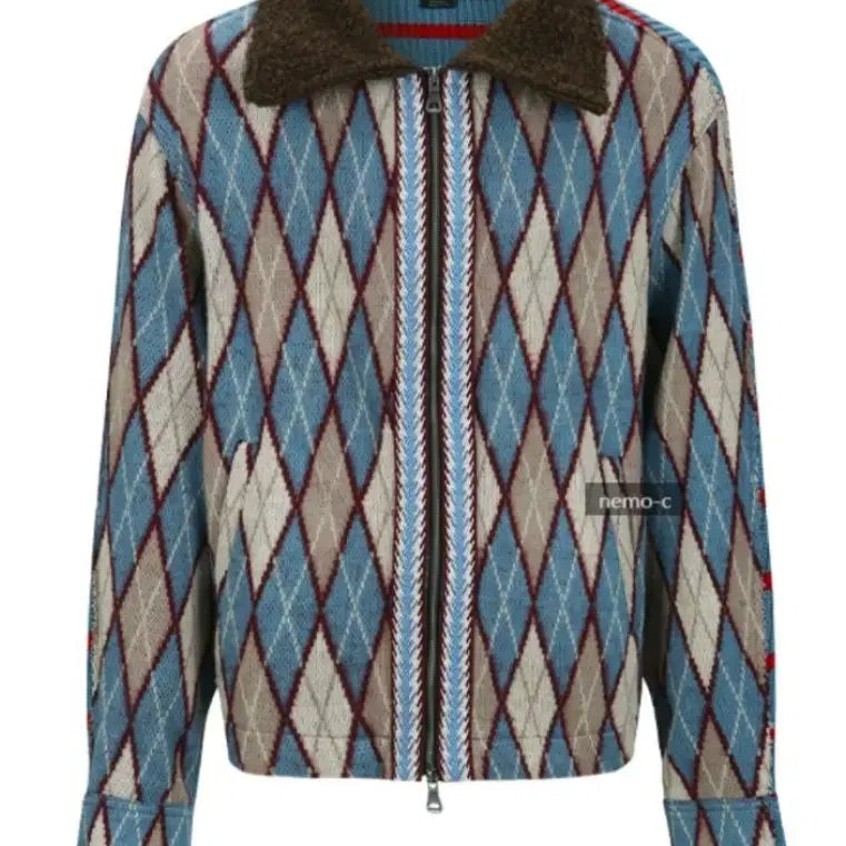 [BUNJANG] Andersson Bell Argyle Stripe Half Zip Knit Sweater / 앤더슨벨  아가일  스트라이프  하프 집업