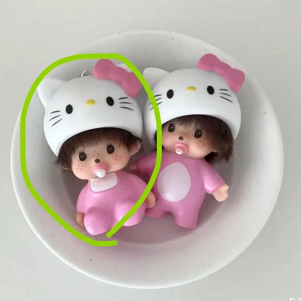 [BUNJANG] Hello Kitty Monchhichi Keychain / 헬로키티 몬치치 키링