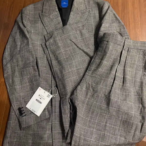 [BUNJANG] AARON LEVINE X ZARA Double-Breasted Check Wool Linen Suit Set (EU 50/44) / AARON LEVINE X ZARA 울 린넨 더블 수트 셋업 새상품 (50/44)