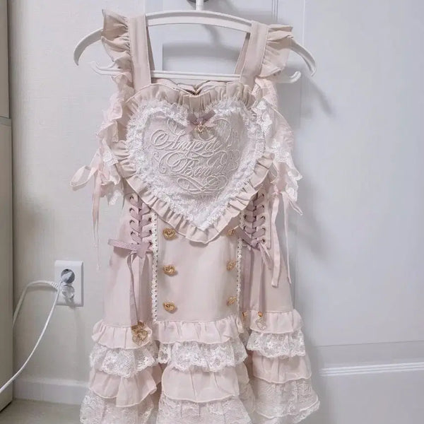[BUNJANG] Lizlisa Heart Apron Setup / 리즈리사 하트에이프런 셋업