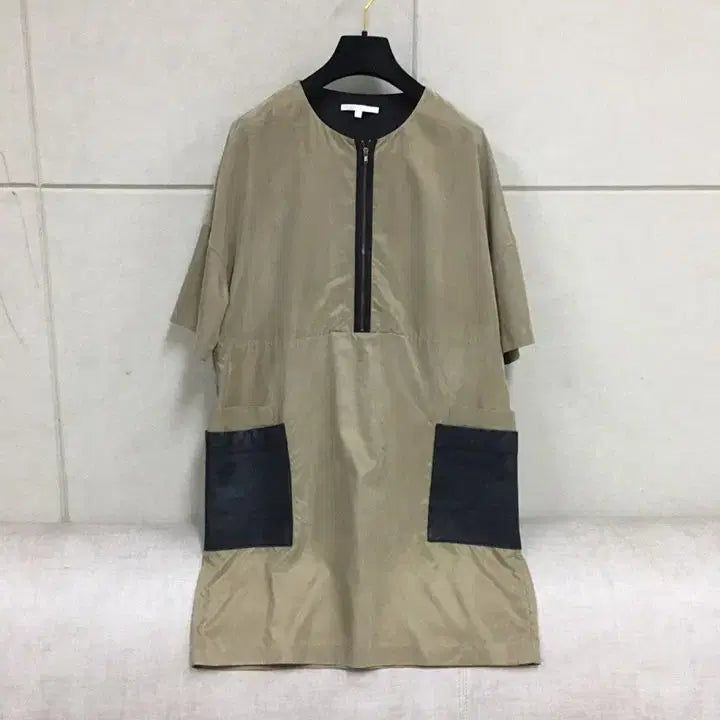 [BUNJANG] Maje Genuine Lambskin Pocket Zip-Up Midi Dress / 마쥬 정품  양가죽포켓 집업 미디원피스
