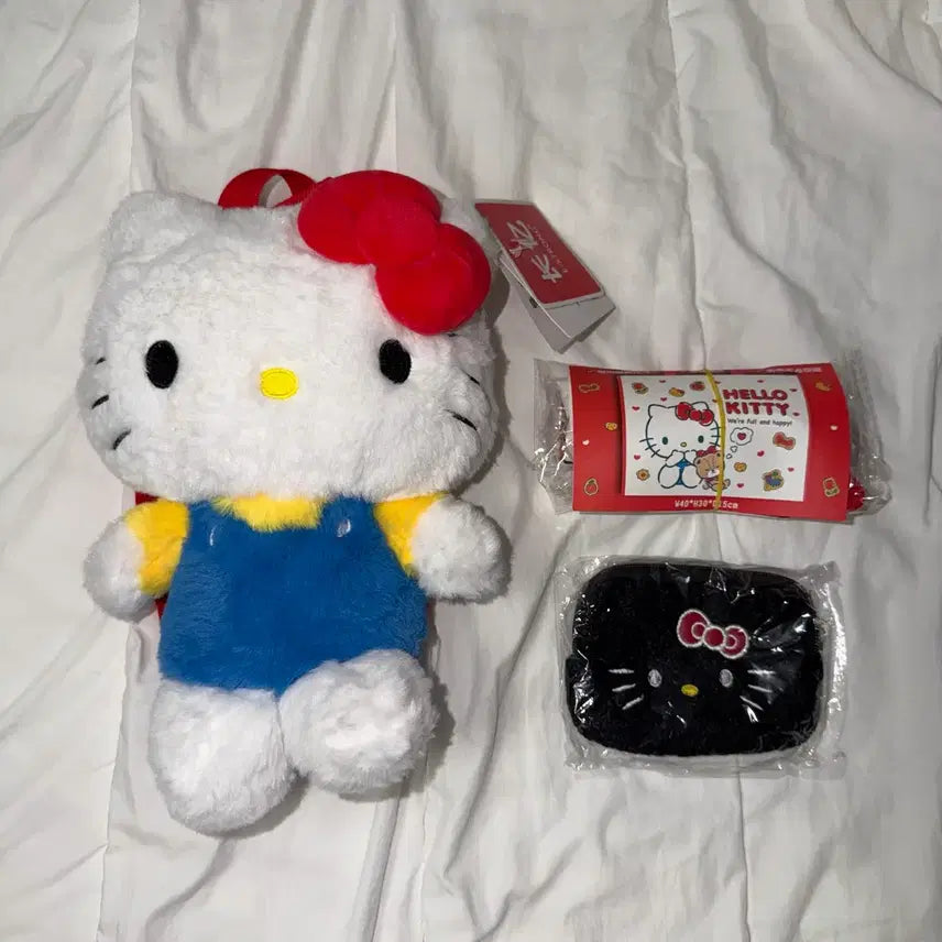 [BUNJANG] Sanrio Hello Kitty Doll Backpack, Tarpaulin Bag, Mini Pouch Set / 산리오 헬로키티 키티 인형 백팩 타포린백 미니 파우치 새상품 일괄