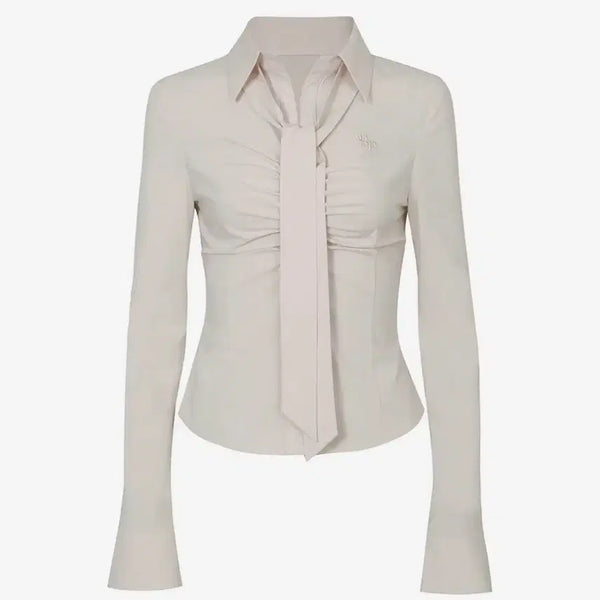 [BUNJANG] Pain Or Pleasure Vivian Scarf Shirt Beige / 페인오어플레져 비비안 스카프 셔츠 베이지
