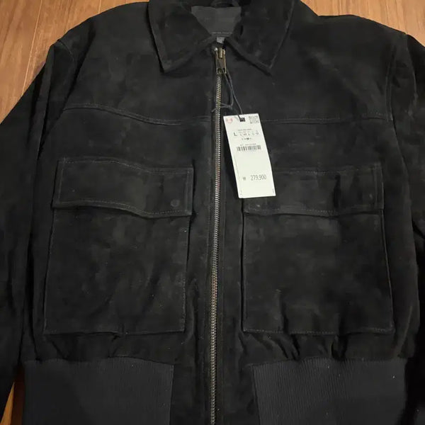 [BUNJANG] Zara Real Leather Suede Blouson Jacket Black Size L / 정가 279,900원. ZARA 리얼 레더 스웨이드 블루종 L (새상품)