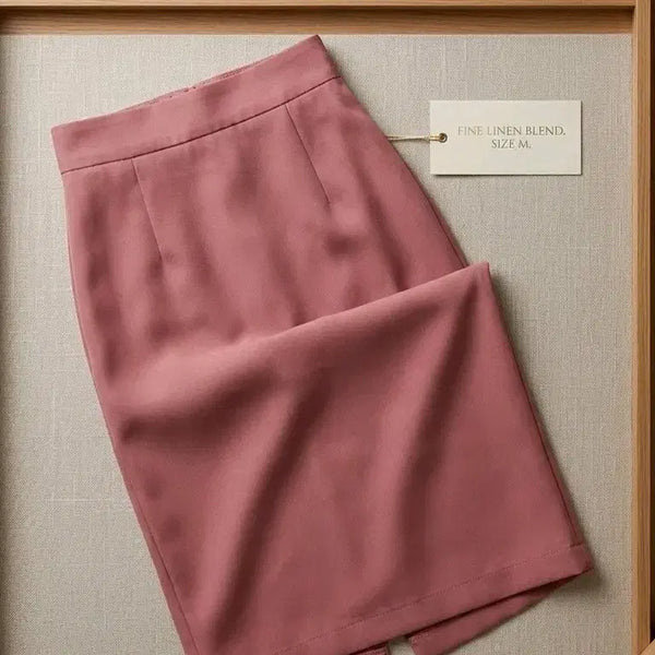 [BUNJANG] Linen Blend Pink H-Line Long Skirt / 핑크 H라인 롱스커트