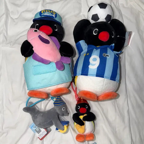 [BUNJANG] Pingu and Friends Medium Plush Bundle / 핑구 축구 통조림 중형 인형 악기 물개 핑가 새상품 일괄