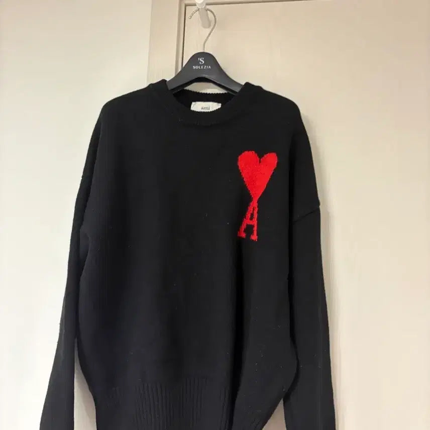 [BUNJANG] AMI Intarsia Big Heart Logo Knit M Size / [M/정품] 아미 인타르시아 빅하트 로고 니트 M사이즈
