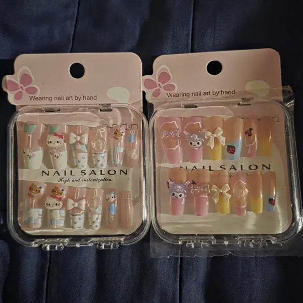 [BUNJANG] Hello Kitty & Kuromi Nail Tips Bundle Set / 헬로키티 쿠로미 네일 팁 일괄