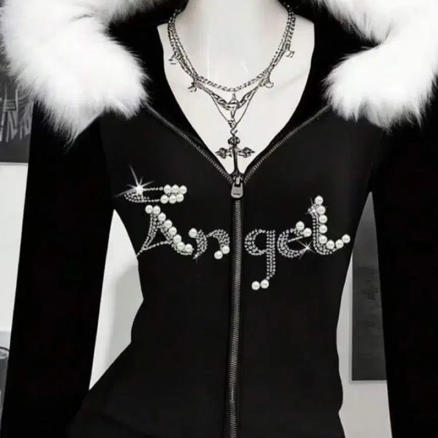 [BUNJANG] Nana Faux Fur Hoodie Zip-Up Punk Y2K / 일녀 갸루 빈티지 나나 퍼 후드 집업 펑크 y2k