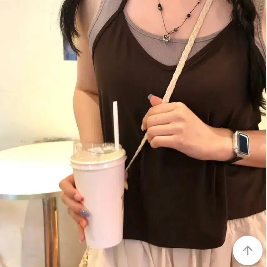 [BUNJANG] Vintage Halterneck Layered Cami Top / 빈티지 홀터넥 레이어드 나시