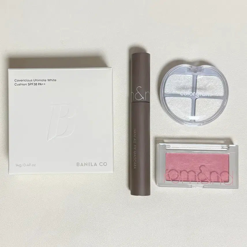[BUNJANG] Banila Co. Cushion & Rom&nd Mascara Bundle / 바닐라코 쿠션21호 롬앤 마스카라 롱애쉬 치크 리치칩 컬러그램 글리토리 화장품 일괄