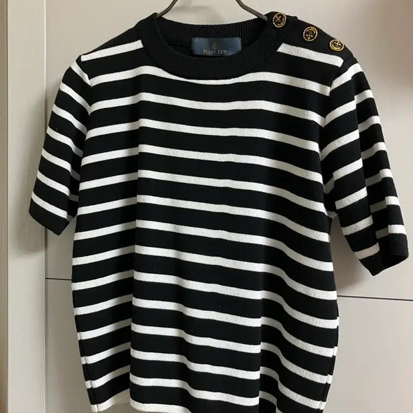 [BUNJANG] BLANC DEW Striped Short-Sleeve T-Shirt / BLANC DEW 반팔 줄무늬