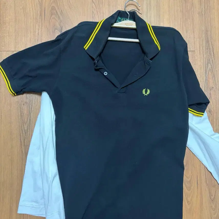 [BUNJANG] Fred Perry Pique Shirt Black Yellow Stripe / 프레드페리 피케셔츠 블랙 옐로우 라인
