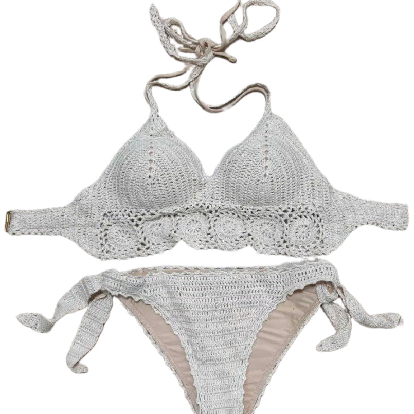 [BUNJANG] Ivory Knit Bikini Swimsuit / 아이보리 니트 비키니 수영복 (착용샷)