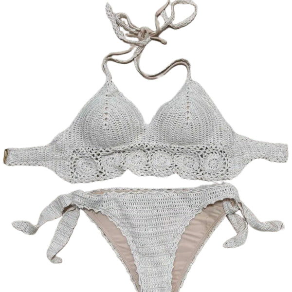 [BUNJANG] Ivory Knit Bikini Swimsuit / 아이보리 니트 비키니 수영복 (착용샷)