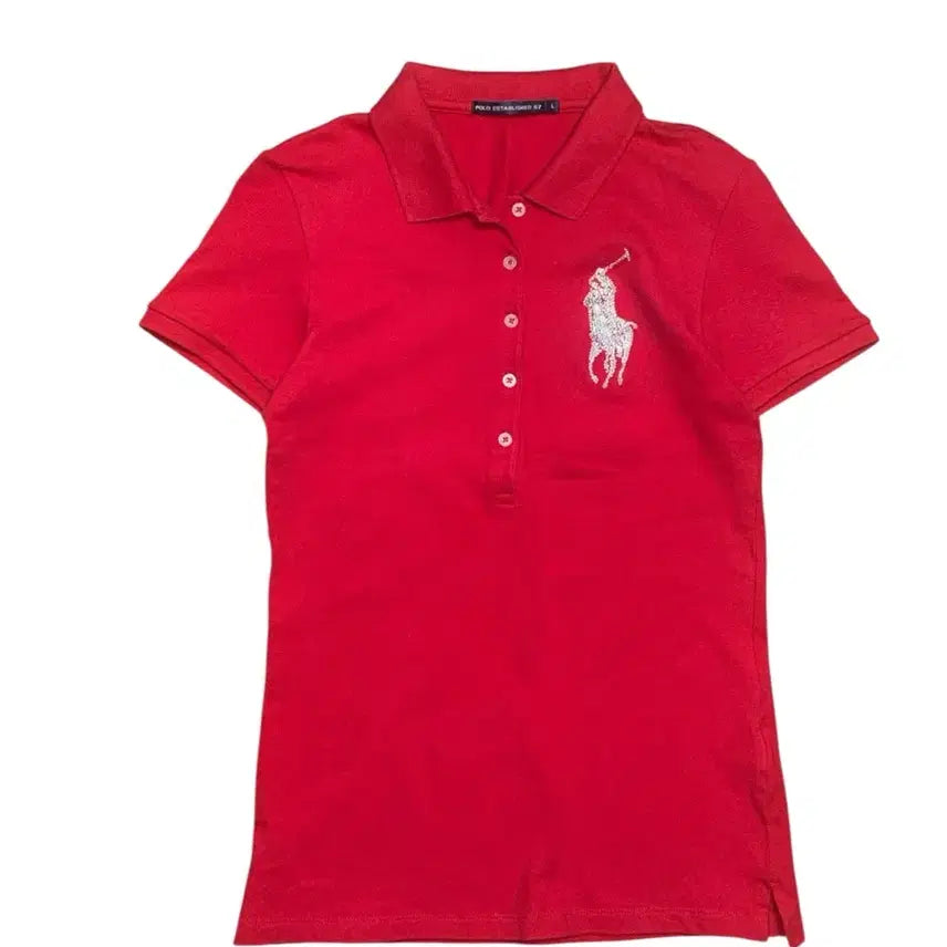 [BUNJANG] Polo Ralph Lauren Bead Cubic Big Pony Short Sleeve Polo Shirt / 폴로 랄프로렌 비즈 큐빅 빅포니  반팔 카라티