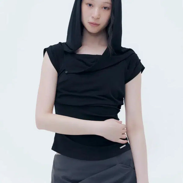 [BUNJANG] Miseki Seoul Draped Mod Hoodie Top Black Size 2 / 미세키서울 draped mod hoodie top Black 사이즈 2