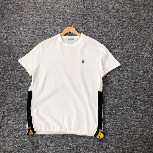 [BUNJANG] Moncler Authentic Side Taping Zipper Detail Logo Patch T-Shirt White / 몽클레어 정품 인증o 사이드테이핑 지퍼 포인트 와펜 반팔 화이트