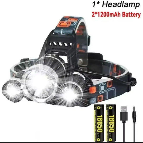 [BUNJANG] Bright LED Headlamp with 2x 18650 Batteries and Charger / 엄청밝은 헤드랜턴,(18650  2알포함)헤드렌턴,낚시,해루질