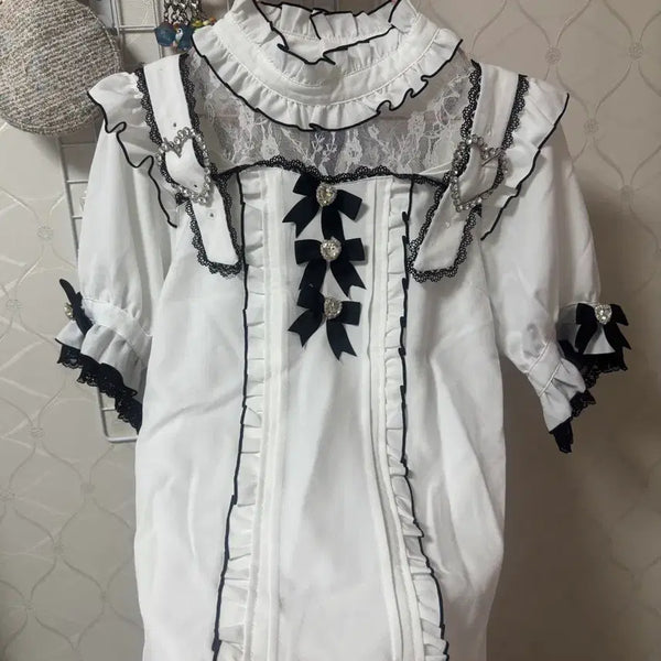 [BUNJANG] Dear My Love Choker Blouse / 디마럽 디어마이러브 초커 블라우스 리본 양산형 지뢰계