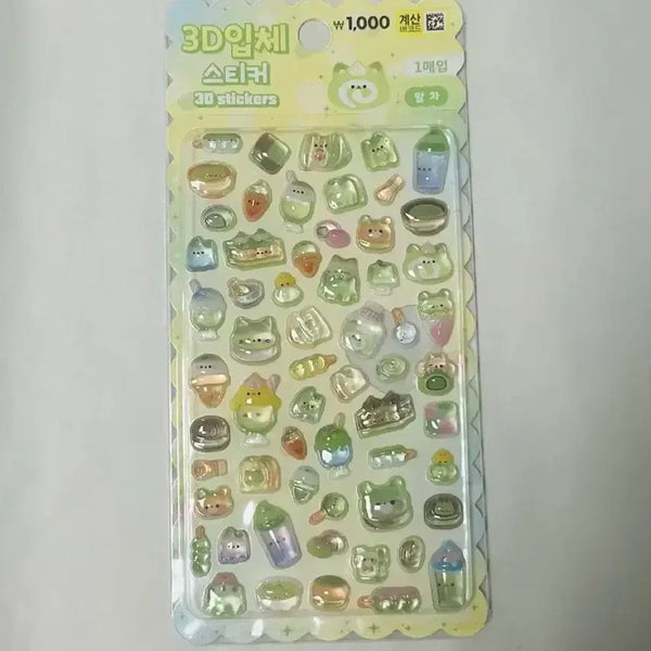 [BUNJANG] Daiso Bonbon Drop Matcha 3D Stickers / 다이소 3D 입체 스티커 봉봉드롭 말차